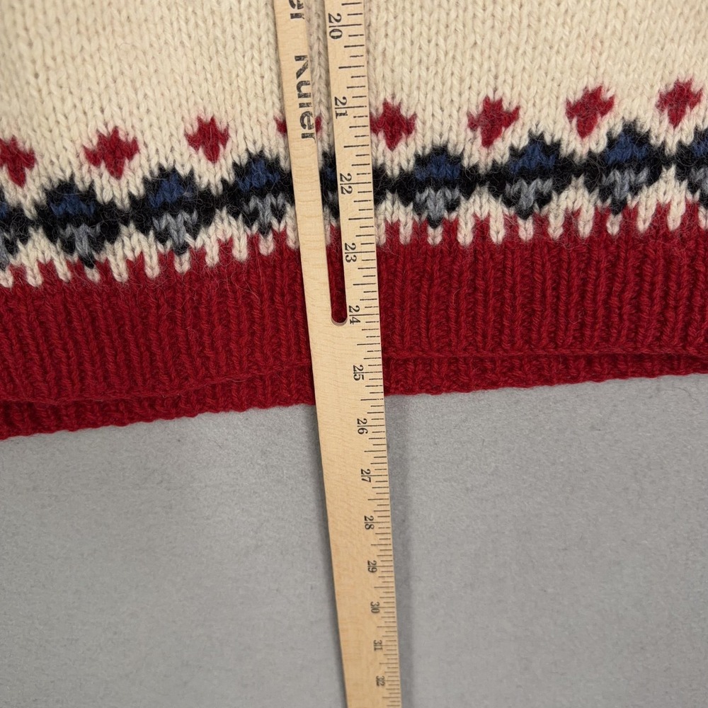 Eddie Bauer Sweater Womens Medium White Wool Fair Isle Crew Knit Chunky Pullover - Picture 5 of 6